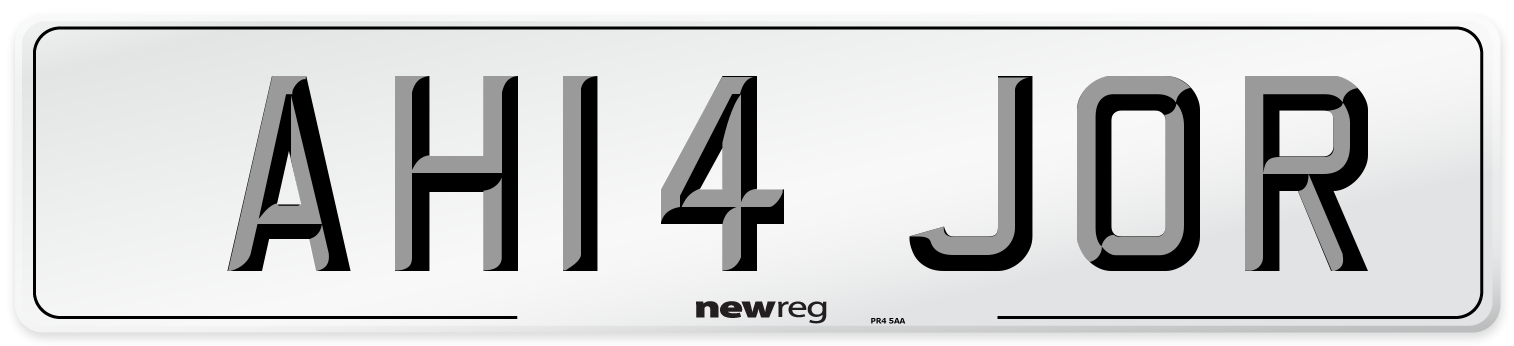 AH14 JOR Number Plate from New Reg